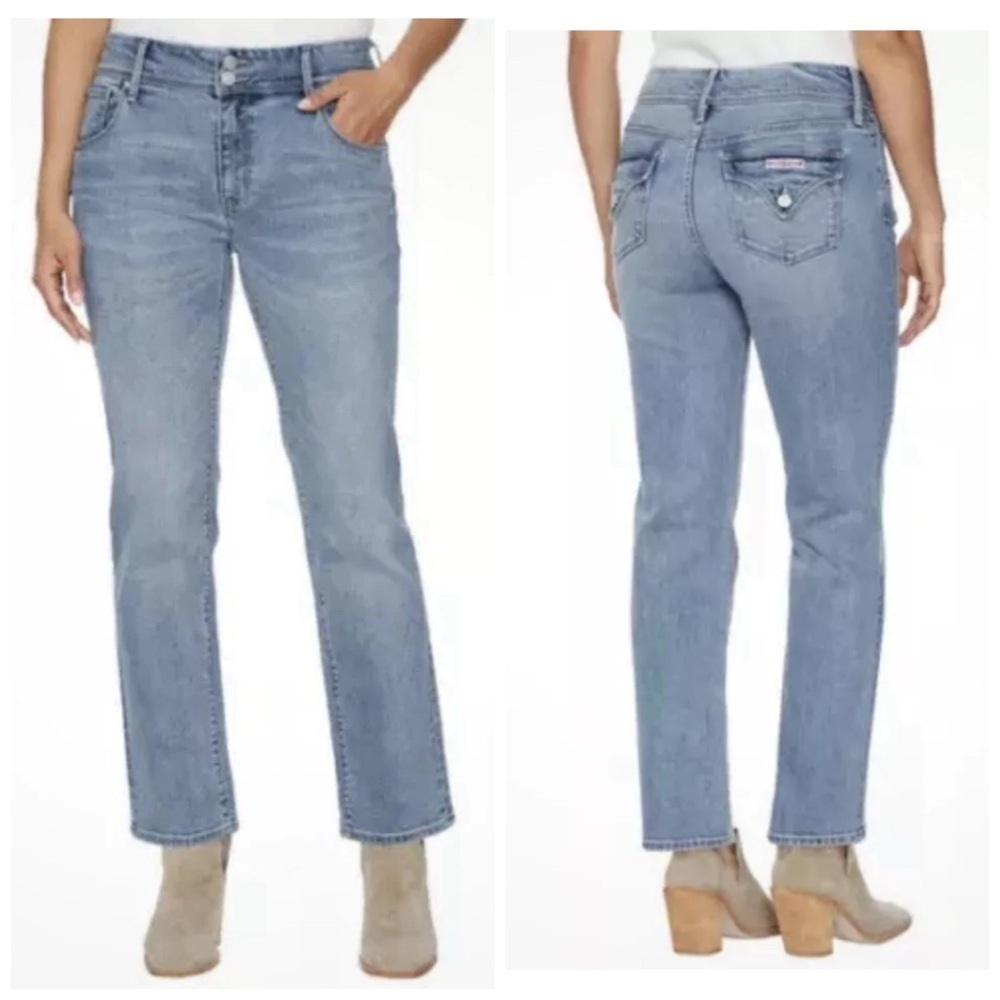 Hudson straight leg Denim Jeans Icy Blue Size 12 NWOT #1811754 Double Fly 28L